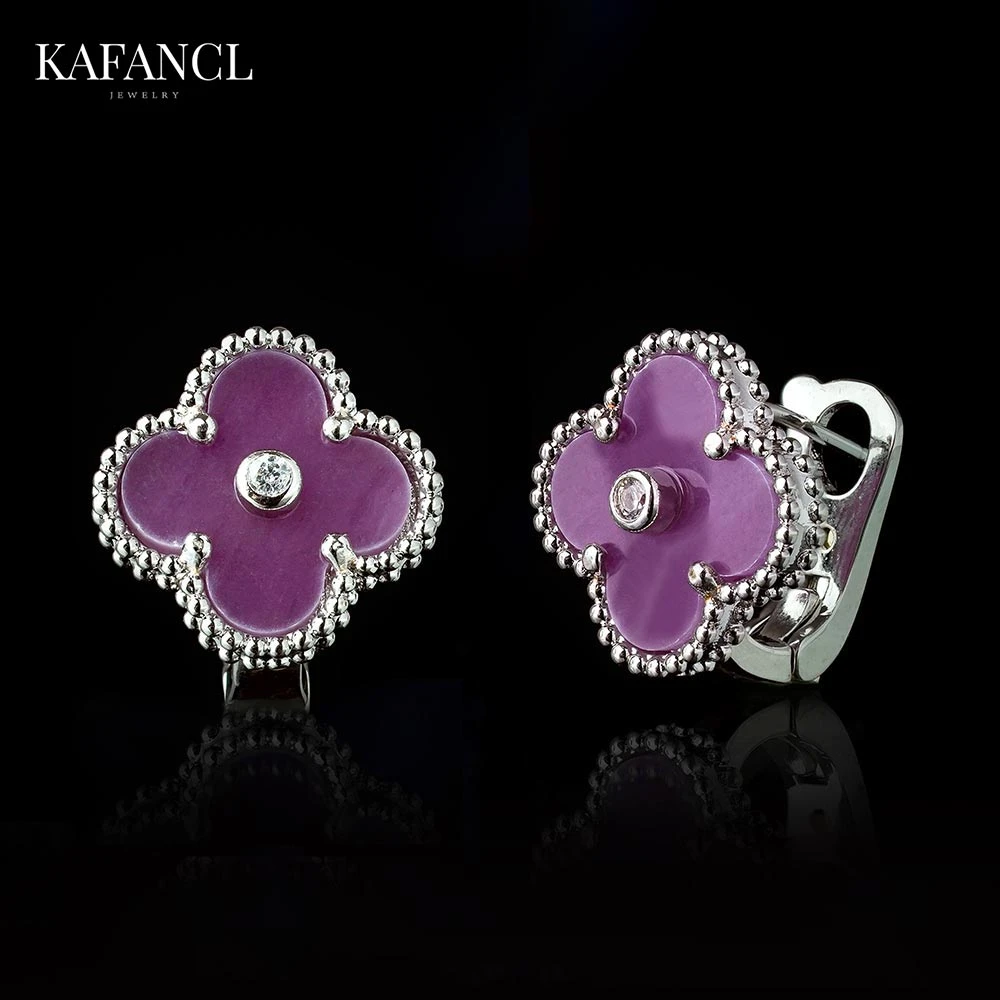 红楼 925银针 银紫色草草女小众时尚耳钉 ZH-A536/A766