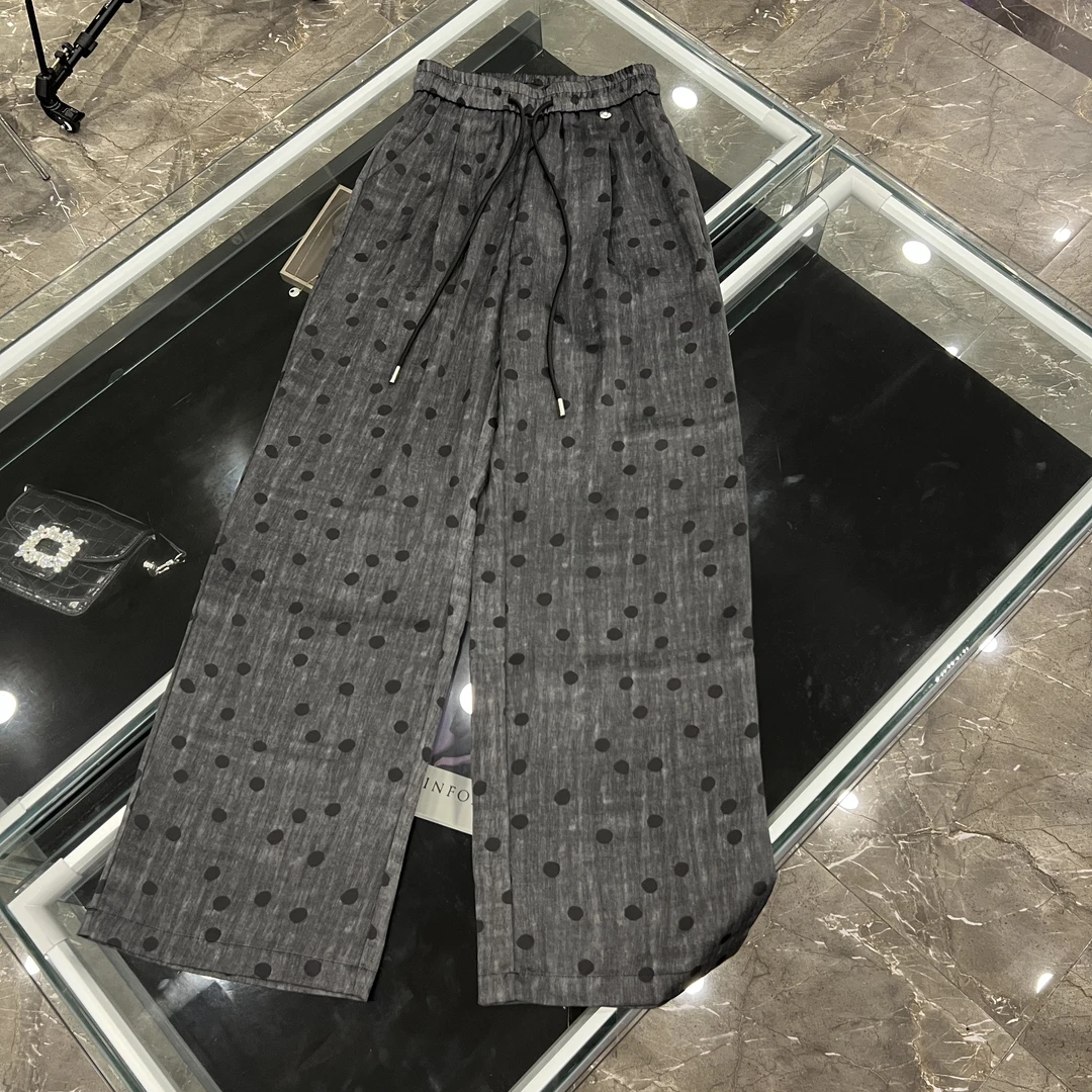 2025新款时尚百搭松紧腰波点宽松显瘦休闲裤-25878