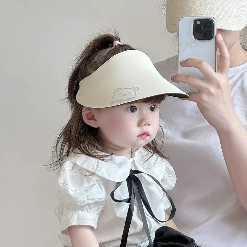 儿童帽子夏季薄款大帽檐遮阳防晒鸭舌空顶帽男女宝宝出游太阳帽潮
