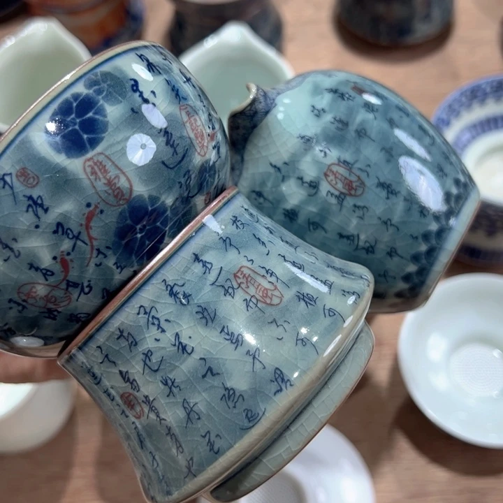 瓷片淘泥啊莲说公道杯和茶漏