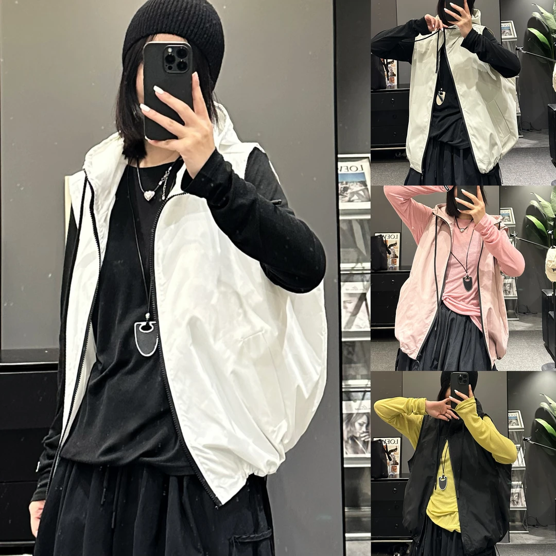 （老三）韩版纯色连帽拉链百搭防风短外套上衣休闲运动宽松马甲马夹