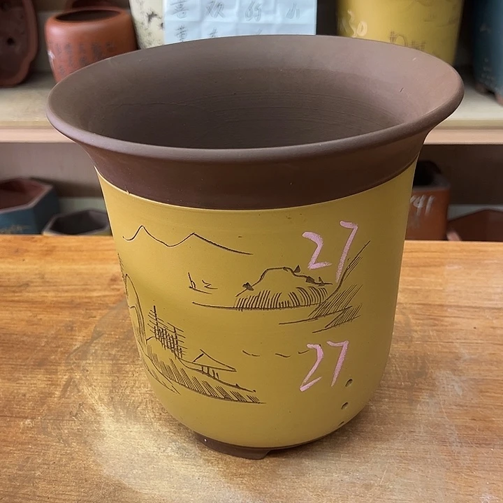 紫砂花盆，透气花盆