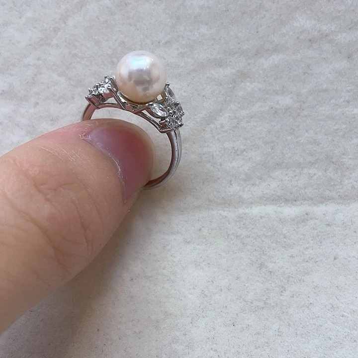海水珍珠银S925镶嵌戒指