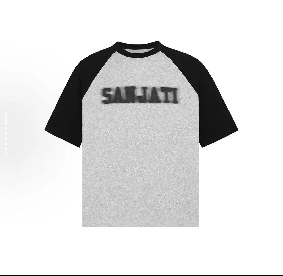 呆呆姐 SAN美式幻影字母LOGO拼接圆领短袖T!热卖2K+