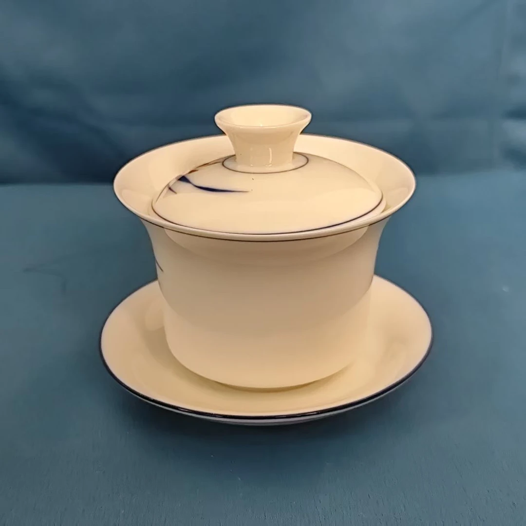 景德镇陶瓷青花花鸟三才盖碗FG11508