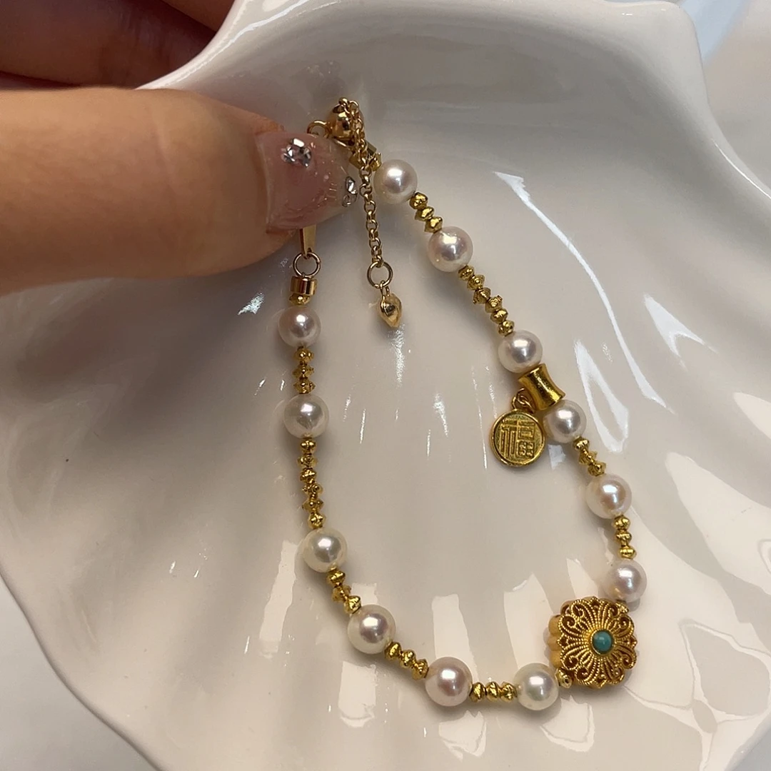 银S925镶嵌海水珍珠手绳