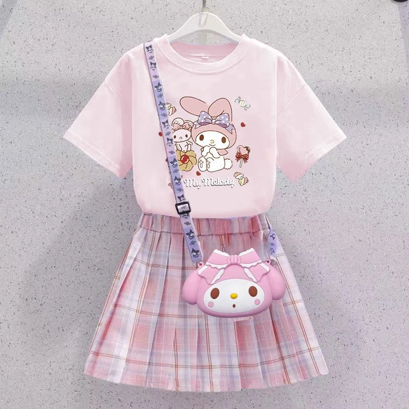 美乐蒂裙子女童jk套装新款女孩夏装2025连衣裙休闲儿童百褶裙女童