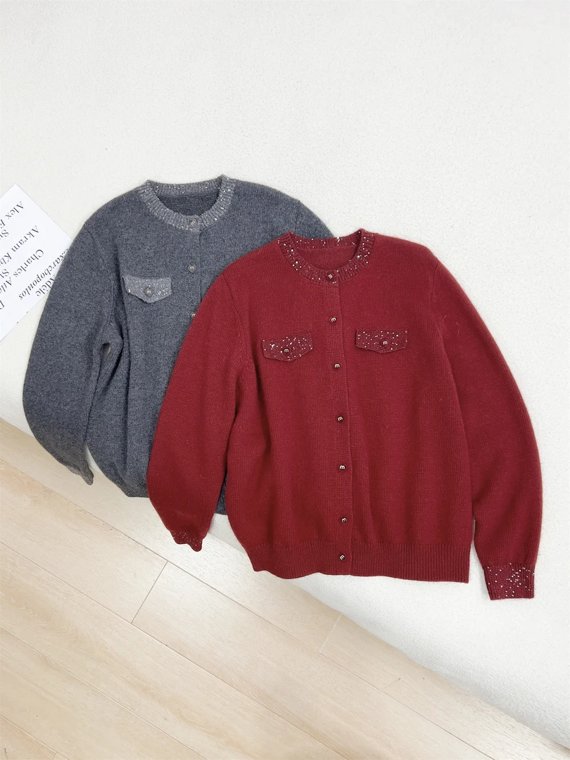 韩版简约洋气针织衫红色毛衣新年红色上衣女款