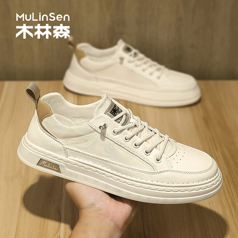 木林森男士板鞋2025新款秋季透气运动软底增高休闲百搭小白鞋男款