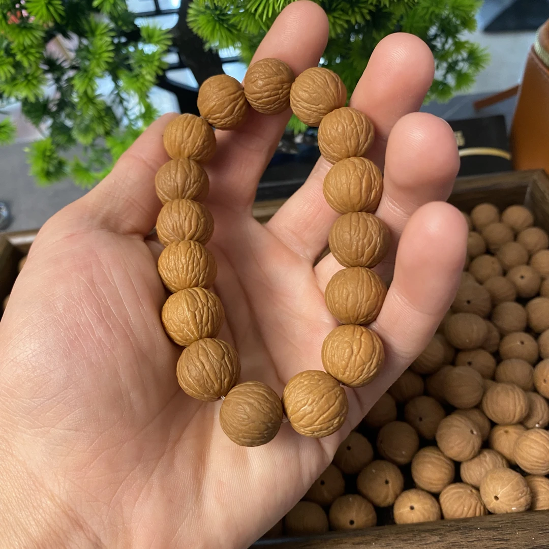 【稀缺款】同尺聚宝盆15mm+猴头核桃手串初代木老树龄无瑕精选