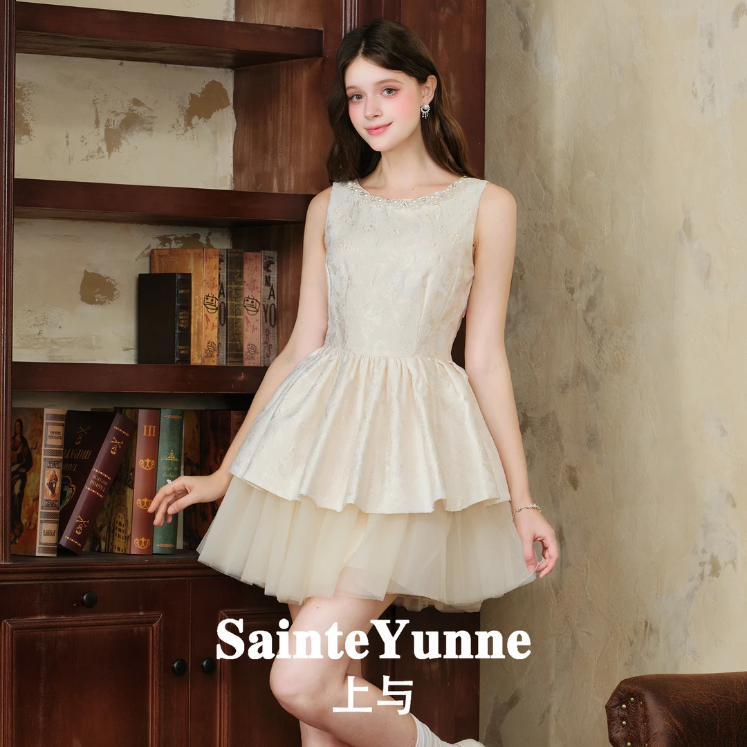 SainteYunne上与 钻领贵气仙气蓬蓬裙 秋季新品连衣裙LQ831
