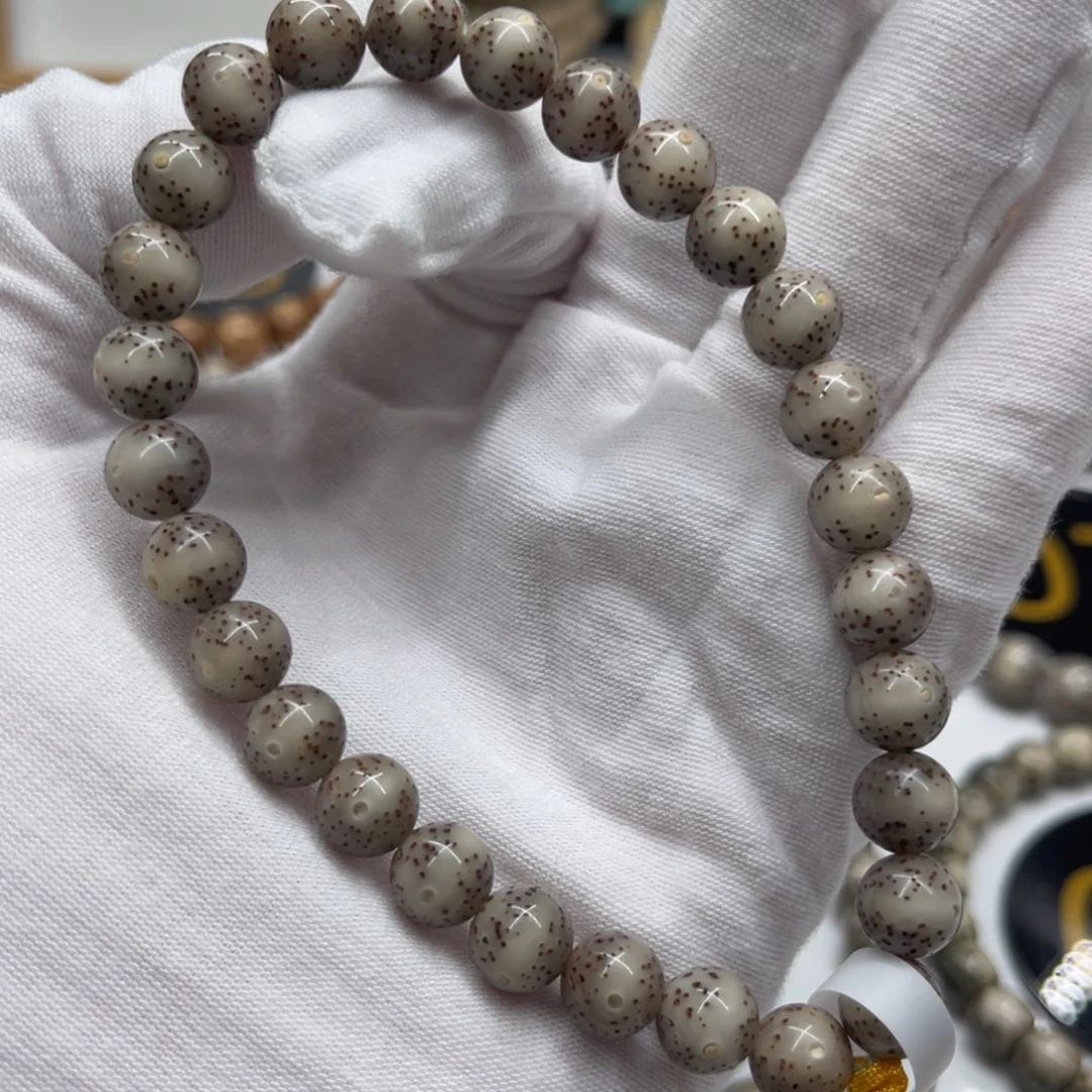 星月菩提手串灰冰8mm圆珠手持横纹一线天留白满天星