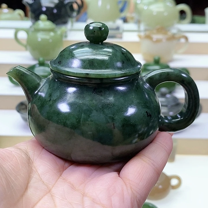 和田玉未镶嵌挂件茶壶130m l