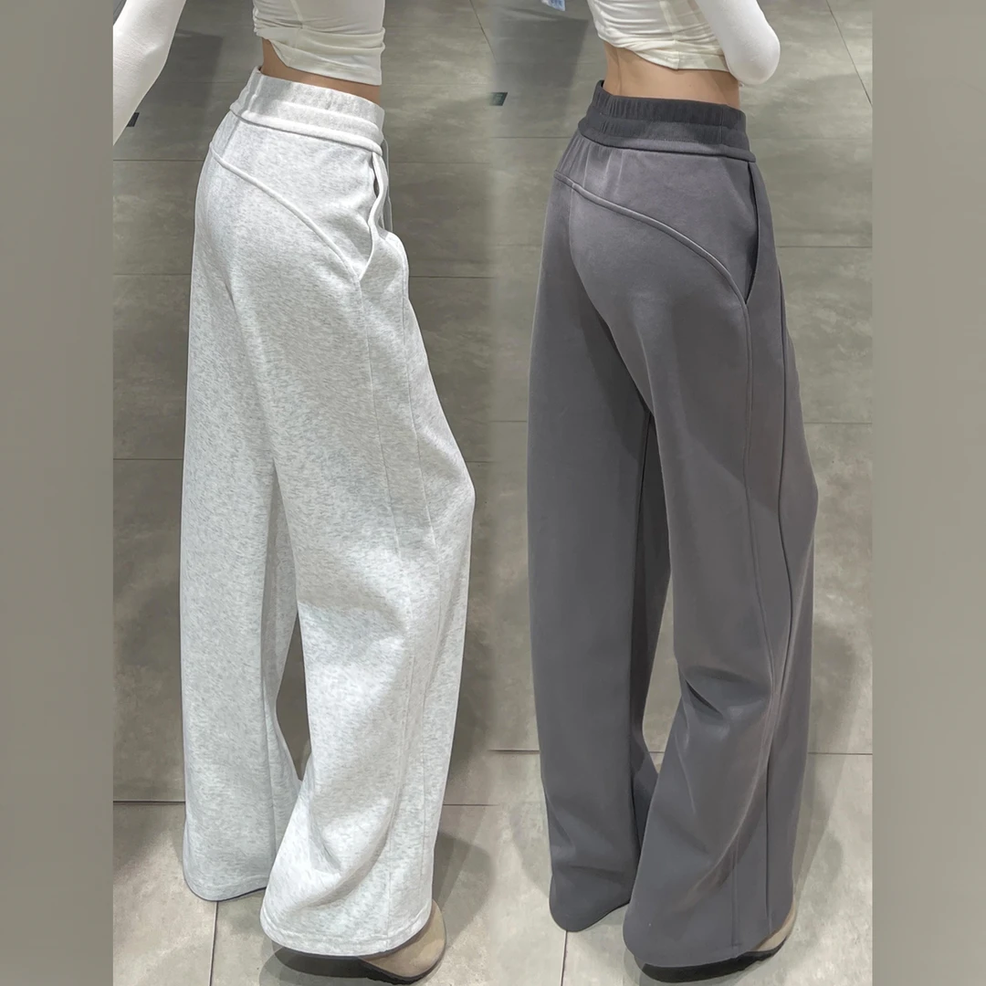 白灰色阔腿卫裤女秋季新款高腰抽绳香蕉运动裤百搭显瘦休闲直筒裤