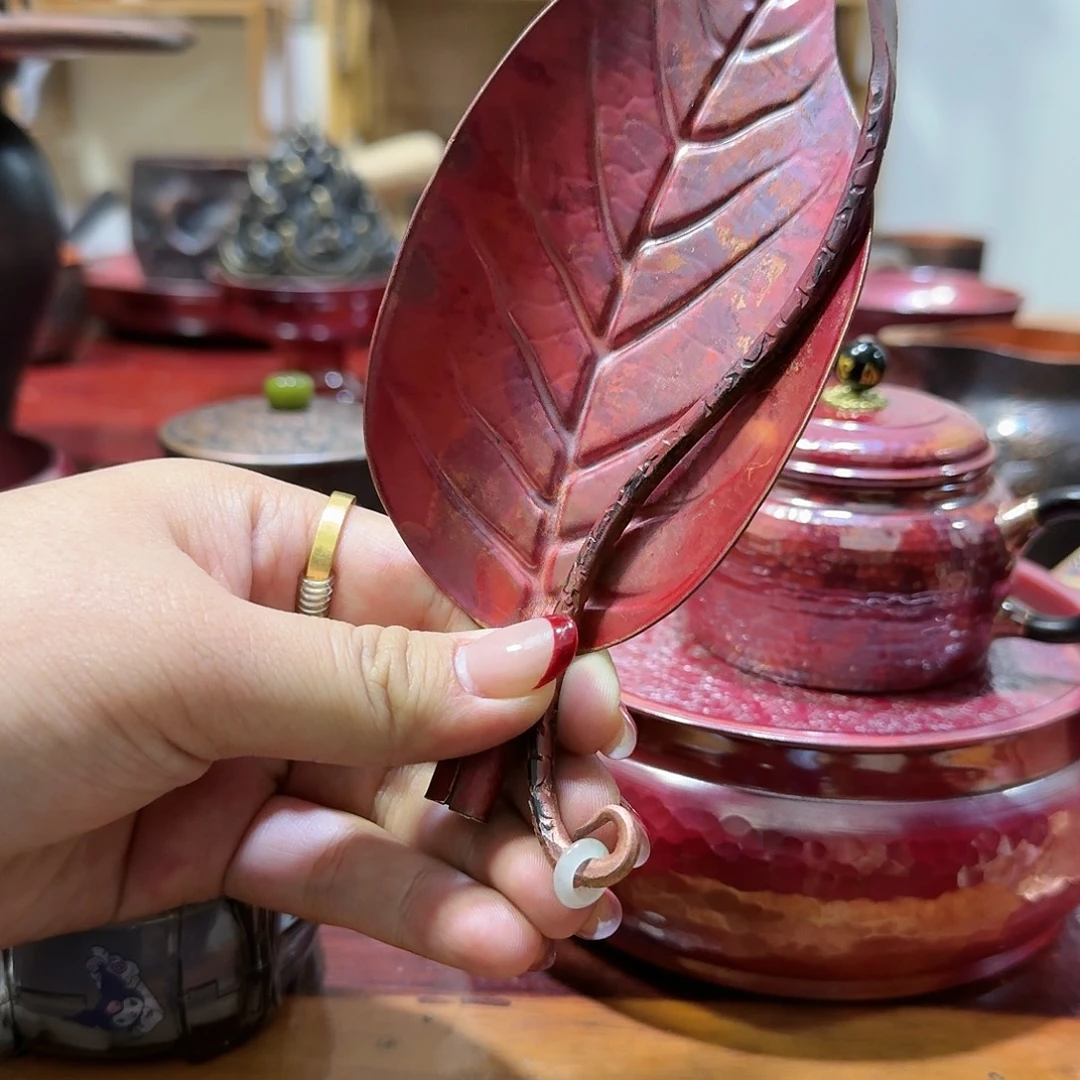 紫铜手工茶则两件套