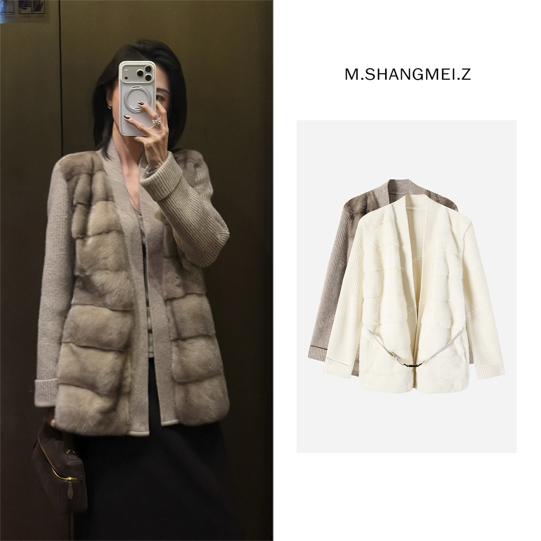 M.SHANGMEI.Z/沐熙【巴黎冬雪】美大哥进口丹麦拼羊绒皮草X123439