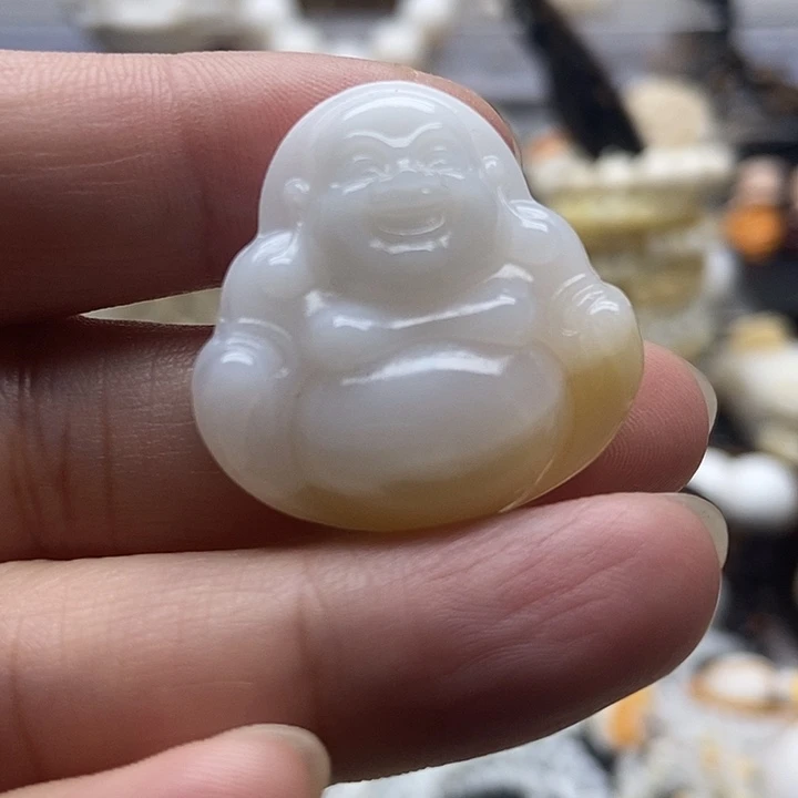 非金属贝壳贝雅轩工艺品玉化带黄佛