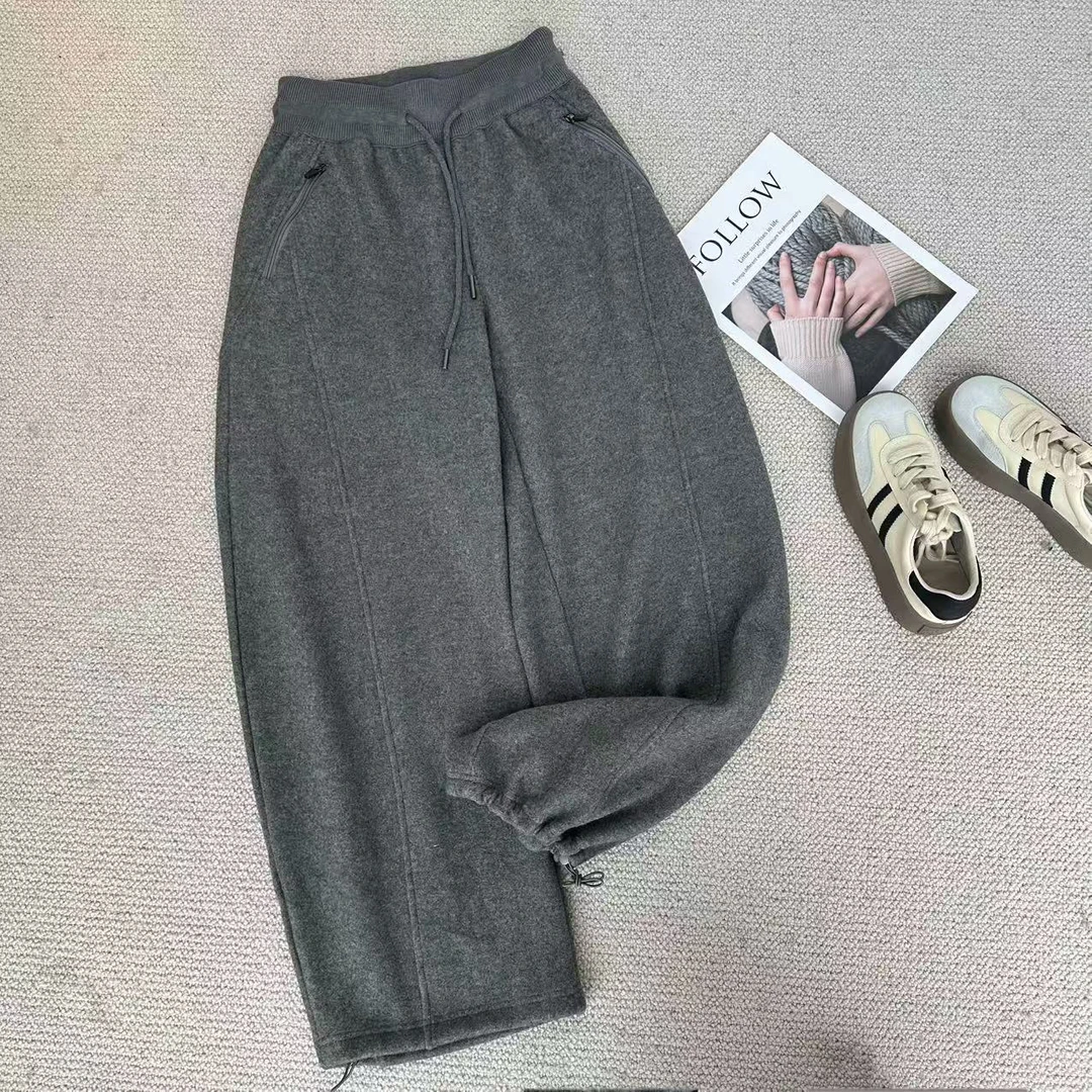 ［巧巧定制］新款韩版百搭修身时尚裤脚抽绳松紧腰阔腿休闲裤 51231