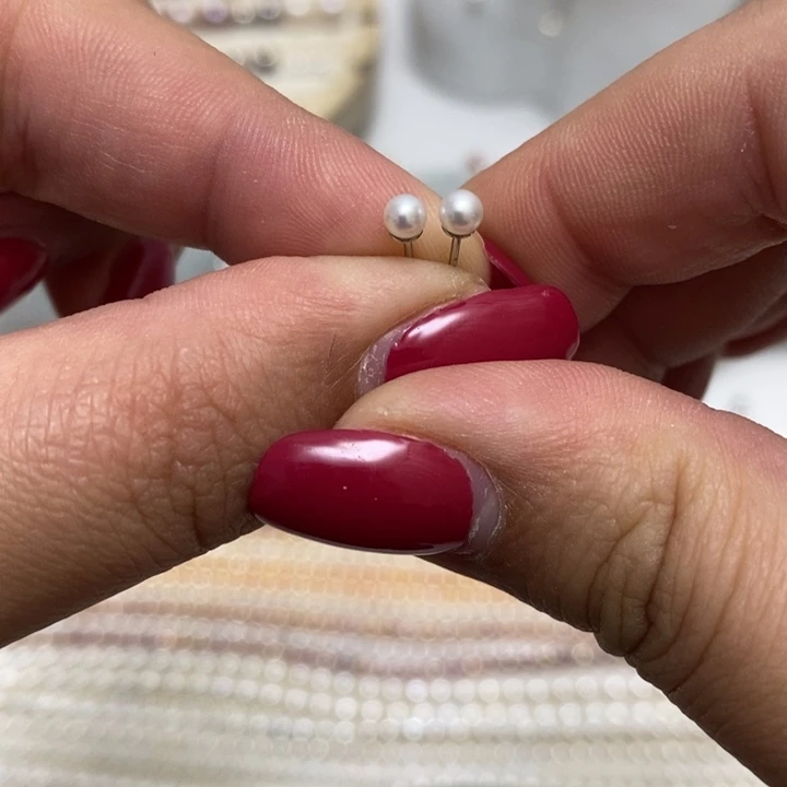 淡水珍珠银S925镶嵌白珍珠耳钉3m