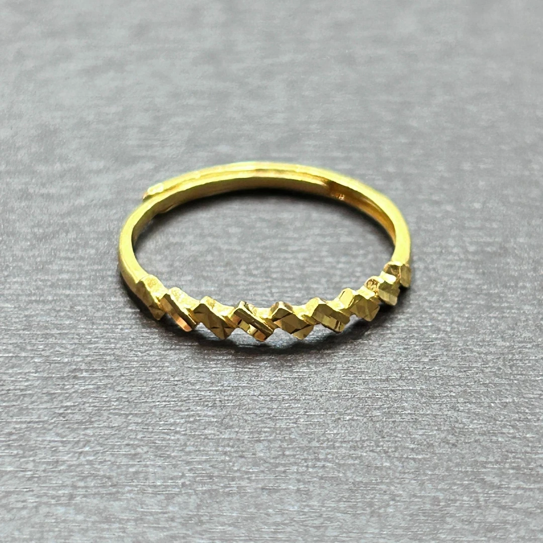 【店长专享】足金999 精工5G车花砖块戒指ZBHJJ332 克重多退少补