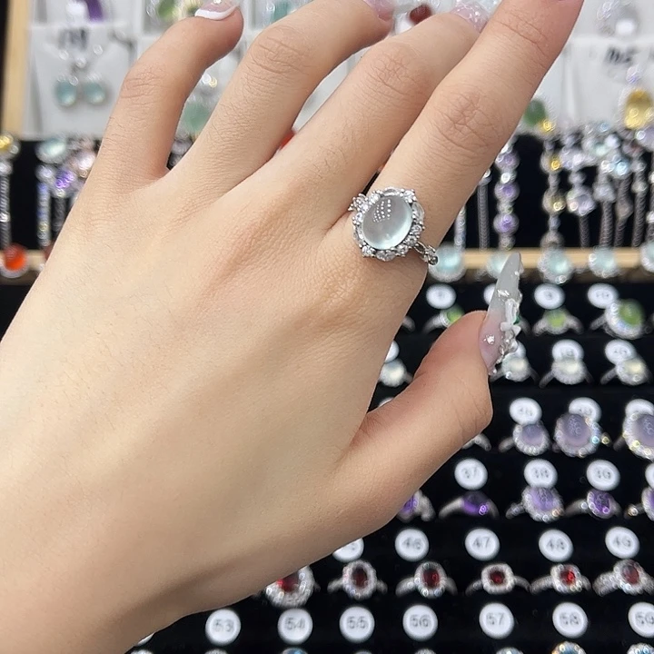 岫玉银S925镶嵌戒指