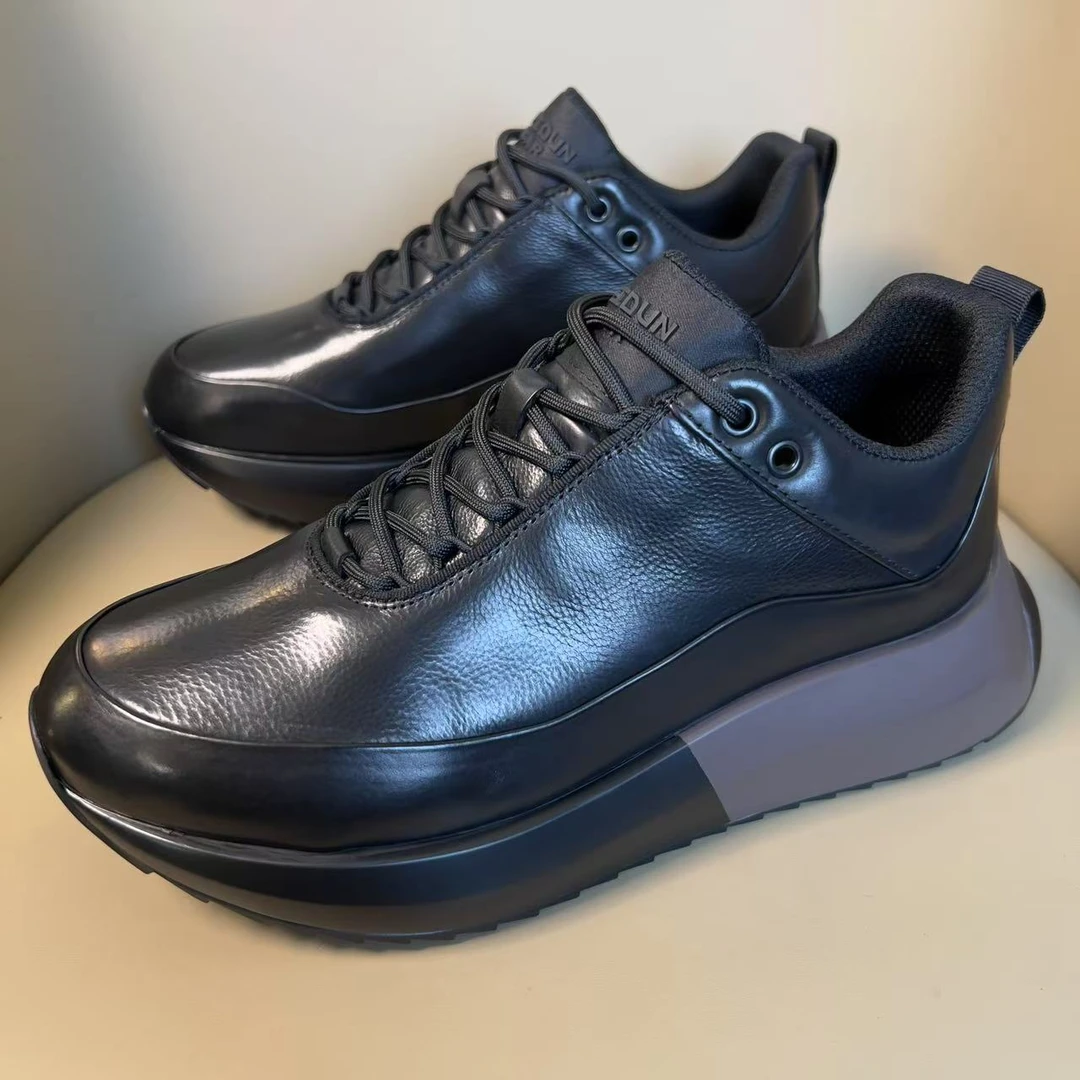 广州手工男鞋春夏款单鞋厚底低帮休闲皮鞋单鞋0226-1003