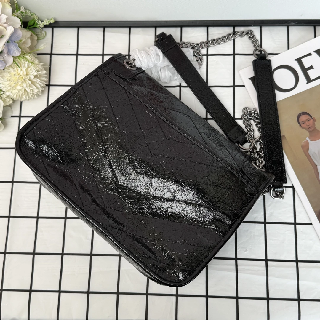 【A034】杨家NIKI时尚百搭女士爆裂纹油蜡牛皮DIY斜挎包单肩包包包