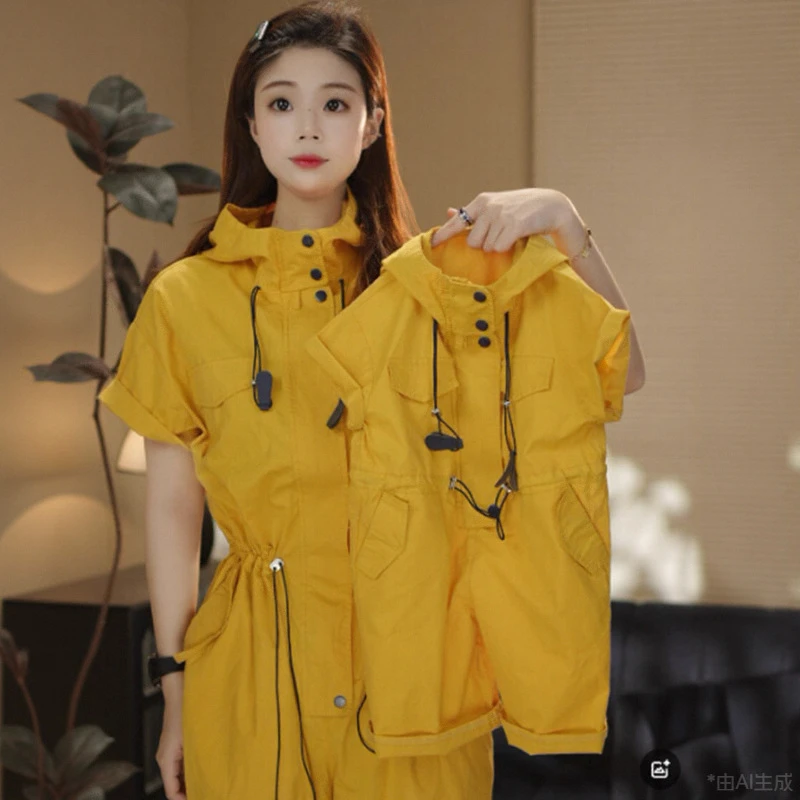 男女童装夏季套装新款休闲痞帅气儿童工装上衣小男孩连体工装裤AL