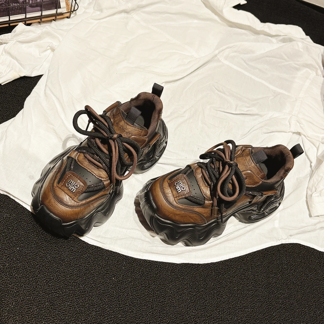 轻便~东大门厚底增高复古老爹鞋女2025秋新款休闲鞋ins风运动鞋女