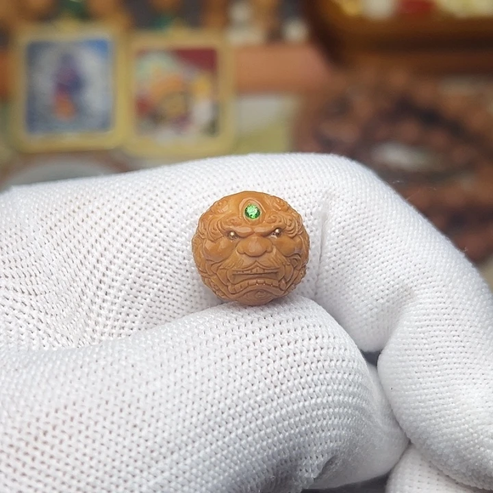 猴头核桃手串都*欢猴头雕刻精工大醒狮单籽一颗