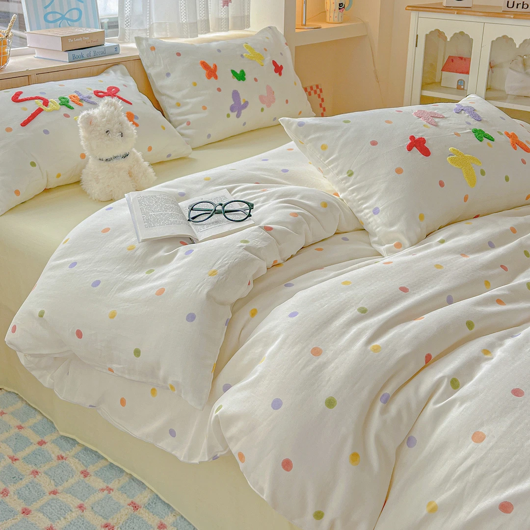 A类母婴纯棉双层纱床上四件套100全棉被套床单三件套床笠款床品4