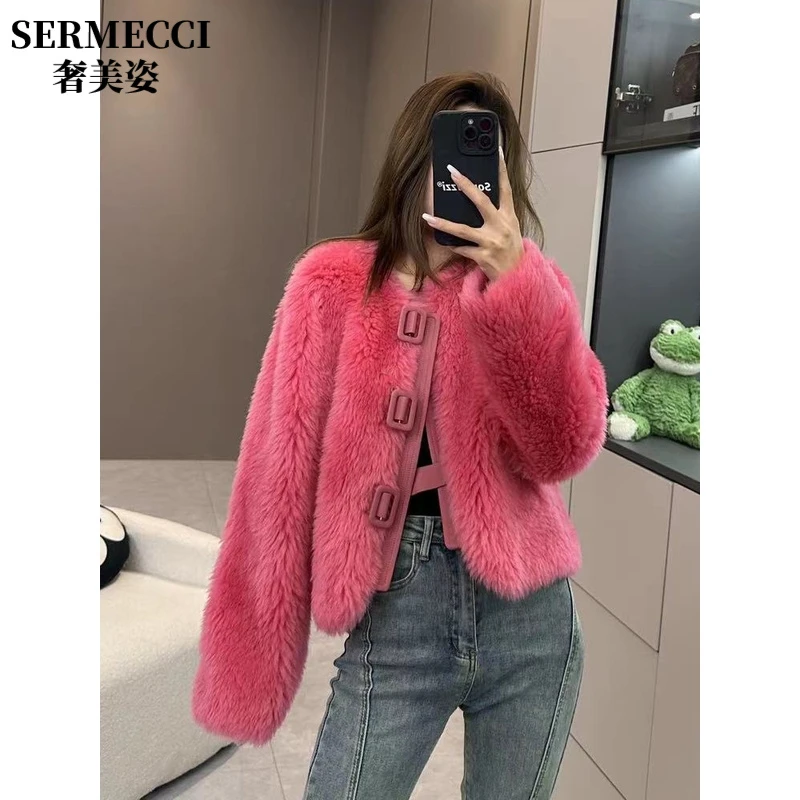 奢美姿秋冬设计感托斯卡纳短款轻奢大衣女高级感修身显瘦外套