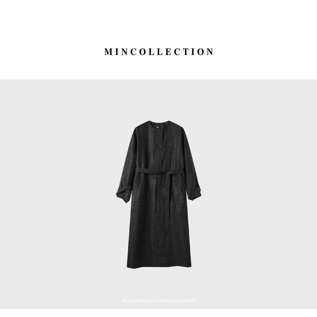 【年终折扣】香云纱风衣/植物染真丝香云纱中式长外套40466