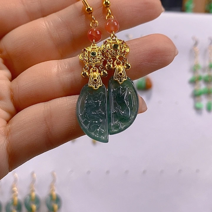 *****翡翠未镶嵌耳饰翡翠