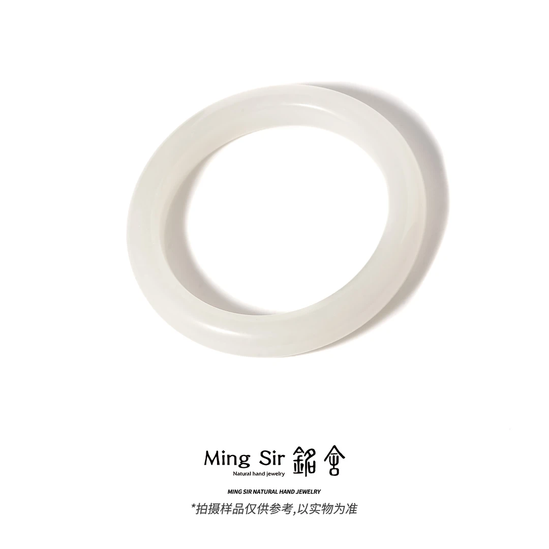 【铭舍】天然和田玉白玉B手镯正圈珠宝玉石-950522