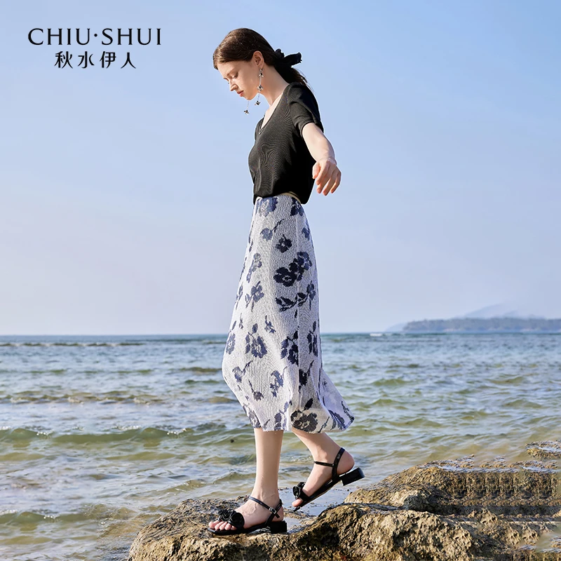 【籽言】秋水伊人T恤套装新款女针织两件套624204B010485