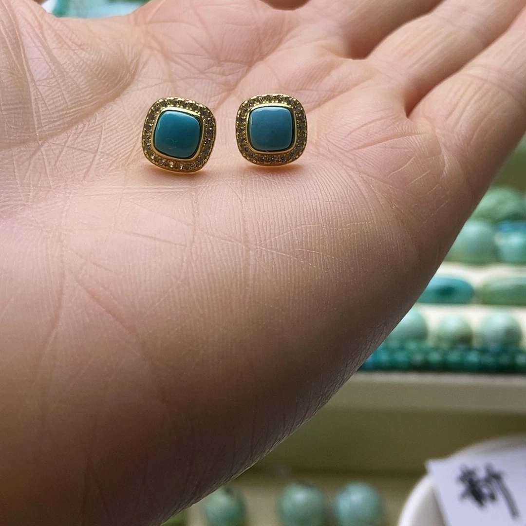 绿松石合金挂件耳钉