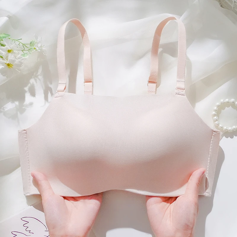 无痕防走光抹胸内衣女夏季薄款小胸聚拢防下垂无钢圈舒适文胸罩