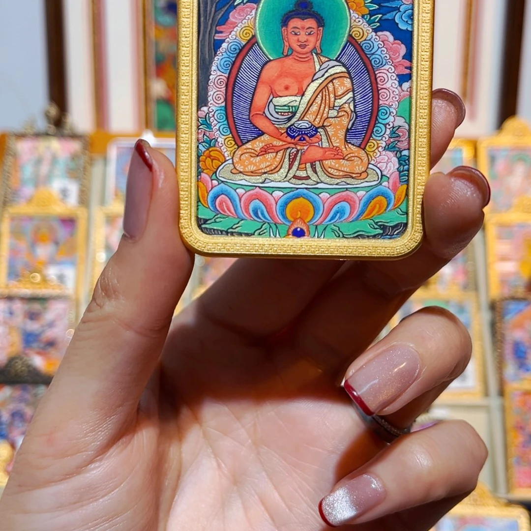 吊坠热贡手绘唐卡阿米