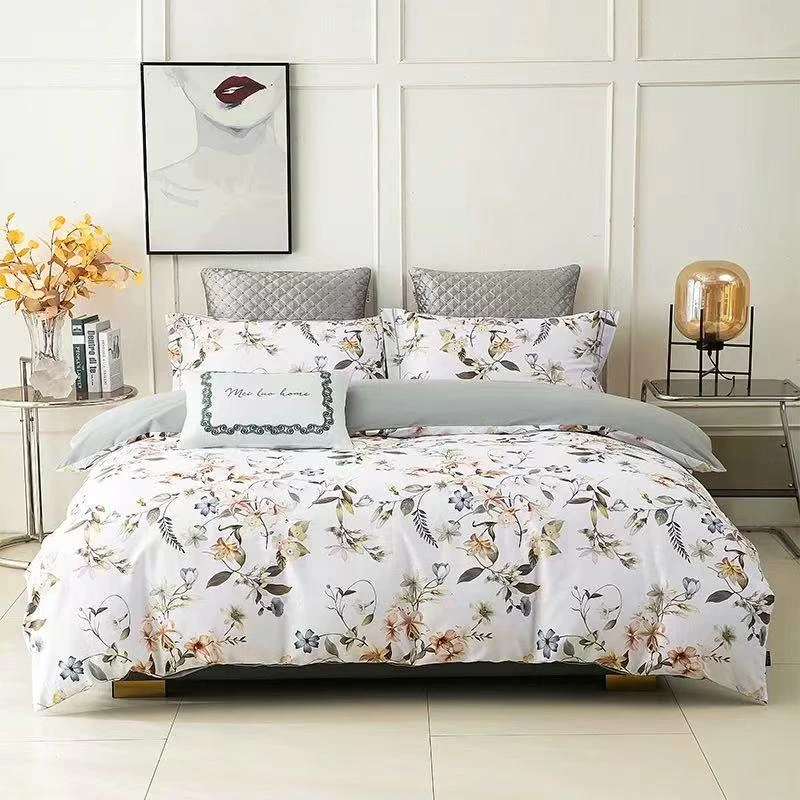 【专柜断码】KM纯棉数码印花四件套-冉冉白