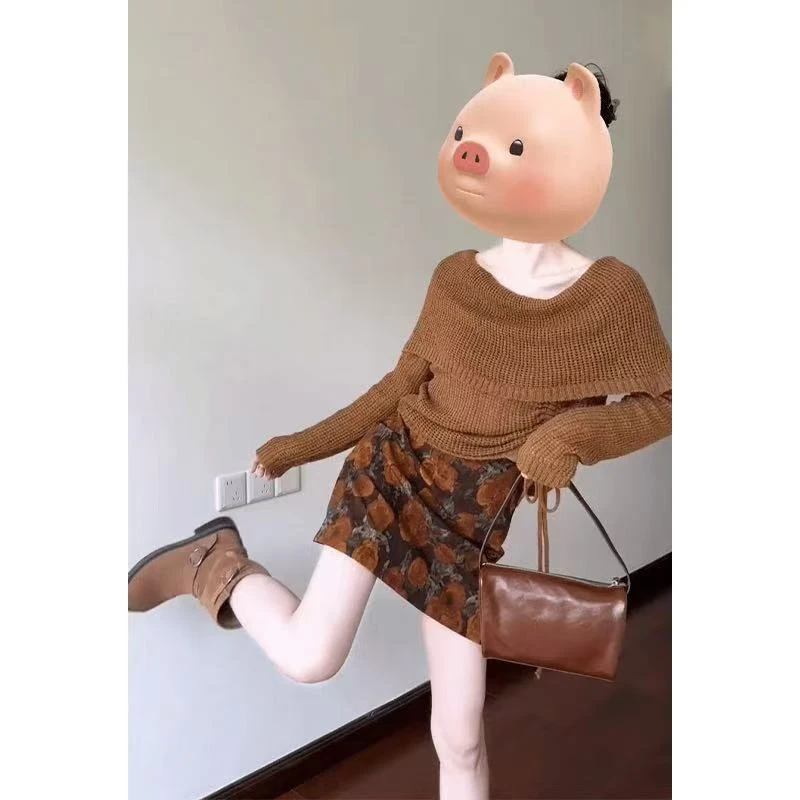 【美拉德】碎花半身裙女秋季2025新款小个子复古油画印花a字短裙