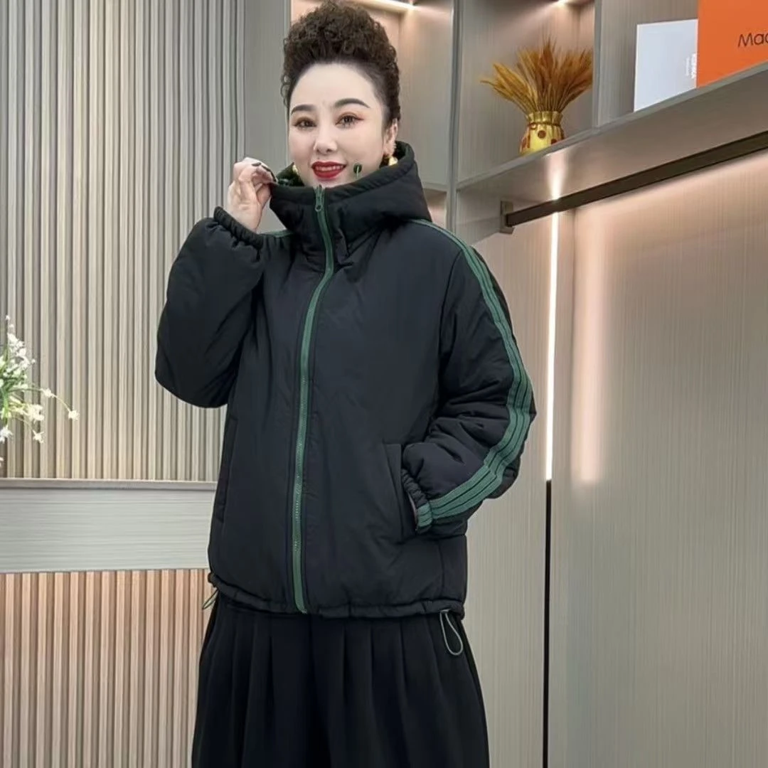 【双面穿】棉衣加厚手工捏折保暖棉服宽松型时尚秋冬情侣连帽