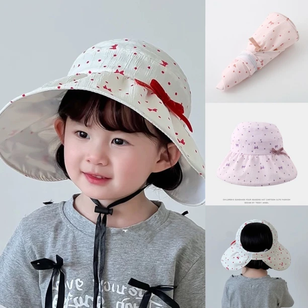 宝宝帽子夏季女宝空顶遮阳帽超大帽檐防晒帽女童学生春游大檐凉帽