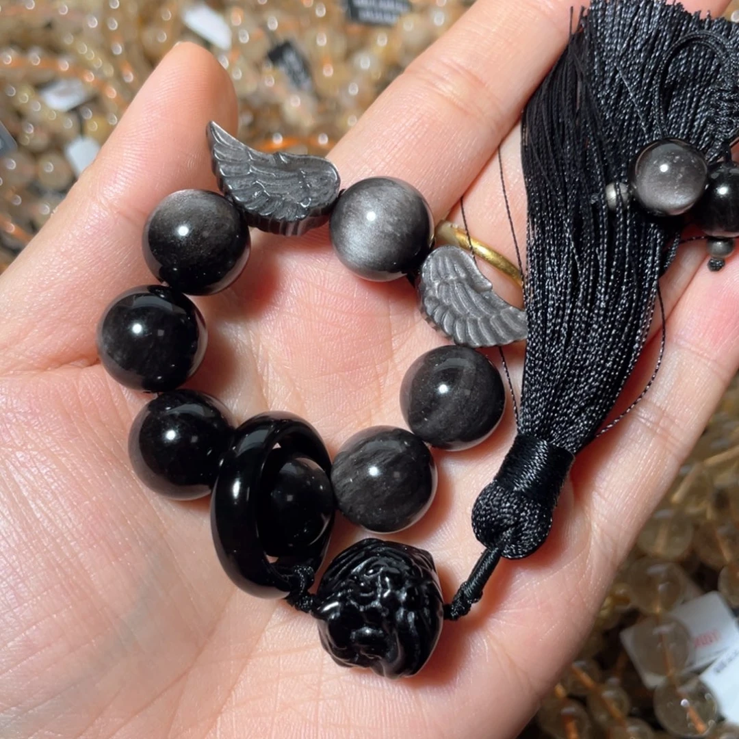 黑曜岩未镶嵌颈饰车挂