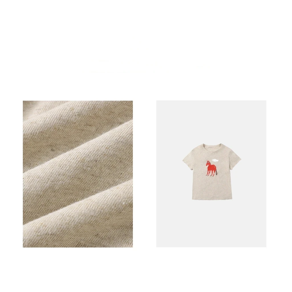 夏季圆领短袖简约显瘦女式小马印花T恤休闲半袖宽松