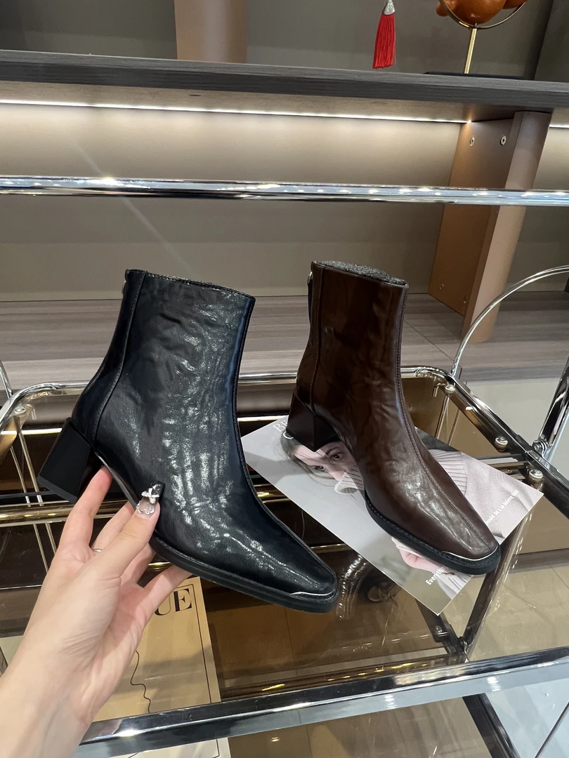 【老虞专属】Y31286   秋冬粗跟方头百搭复古气质显瘦短靴