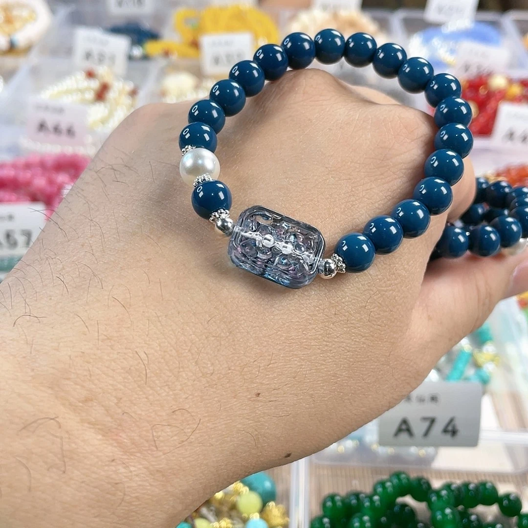 檀香木手串银S925镀金镶嵌