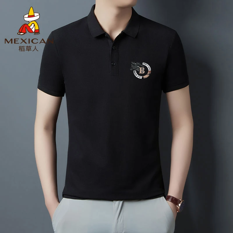 Mexican/稻草人男士夏季Polo衫商务休闲短袖t恤翻领宽松半袖上衣