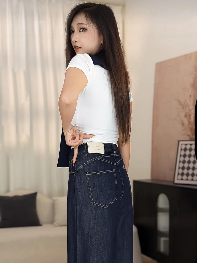 【森妲】莱赛尔丹宁蓝夏季垂感冰感薄款显瘦高腰百搭时尚牛仔裤女