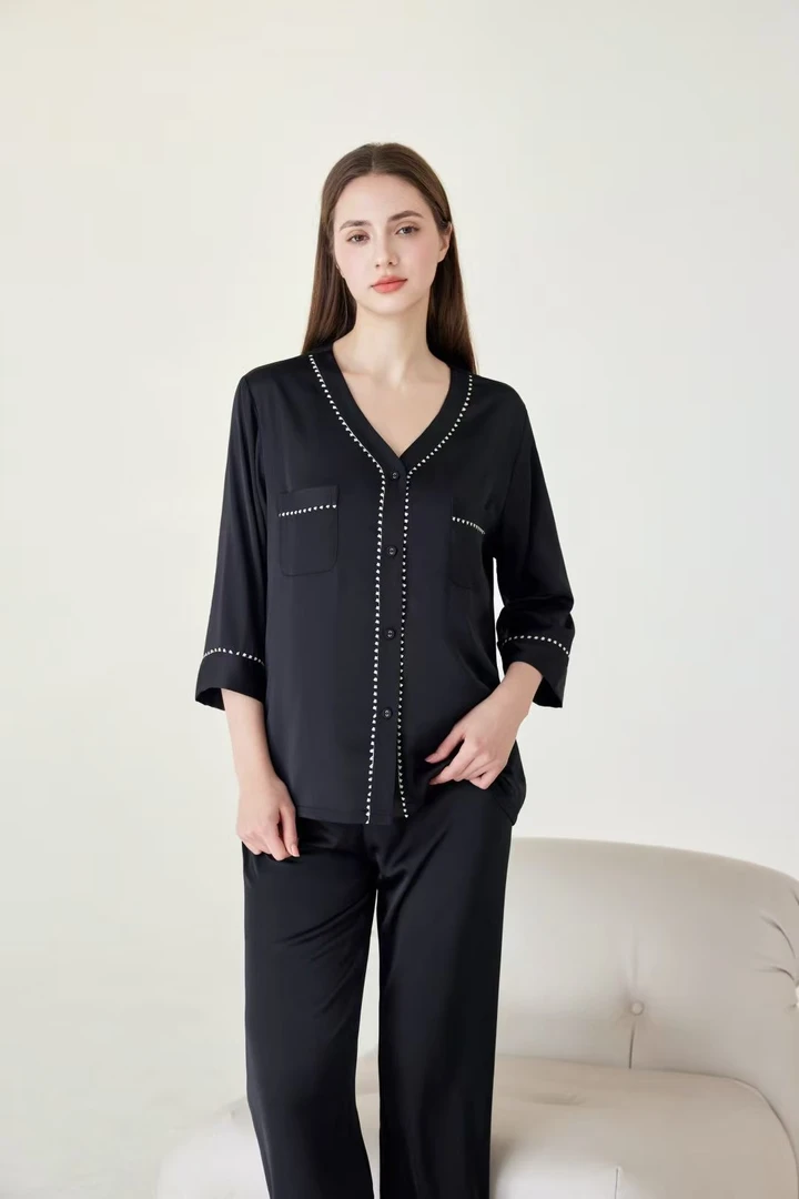 高货醋酸丝【631-640】宽松女士春夏轻奢气质睡衣家居服睡裙套装